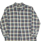 Womens Blue Green Cream Plaid Shirt Dress Cotton Blend Long Sleeve XL Casual