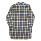 Womens Blue Green Cream Plaid Shirt Dress Cotton Blend Long Sleeve XL Casual