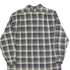 Womens Blue Green Cream Plaid Shirt Dress Cotton Blend Long Sleeve XL Casual