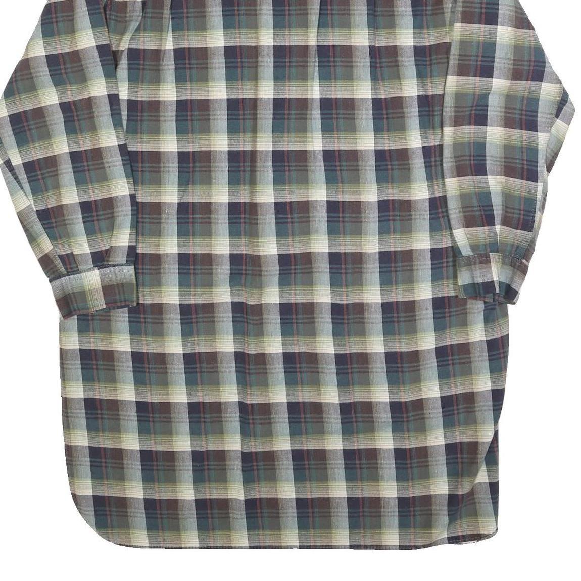 Womens Blue Green Cream Plaid Shirt Dress Cotton Blend Long Sleeve XL Casual