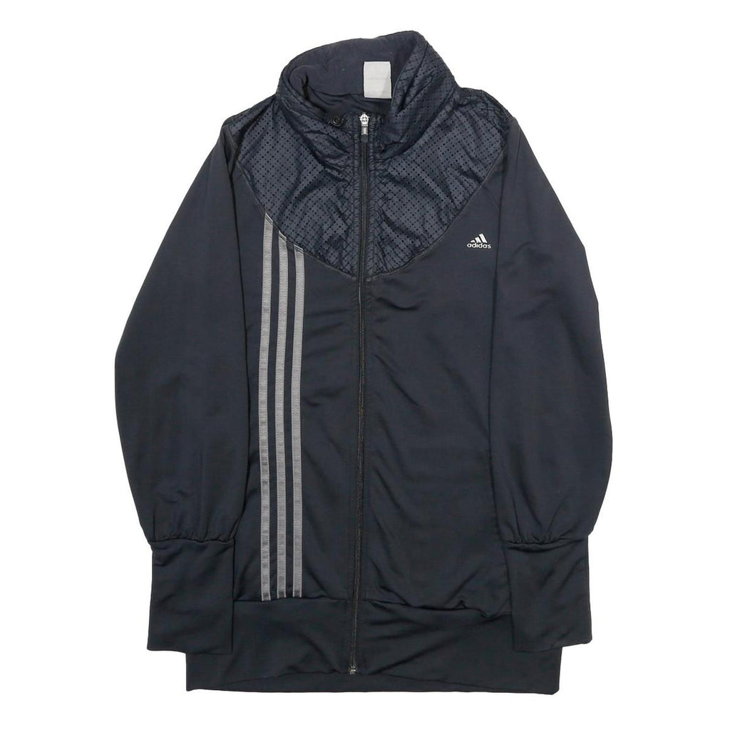 ADIDAS Womens Black Polyester Blend Zip Jacket UK 14 Sportswear Track