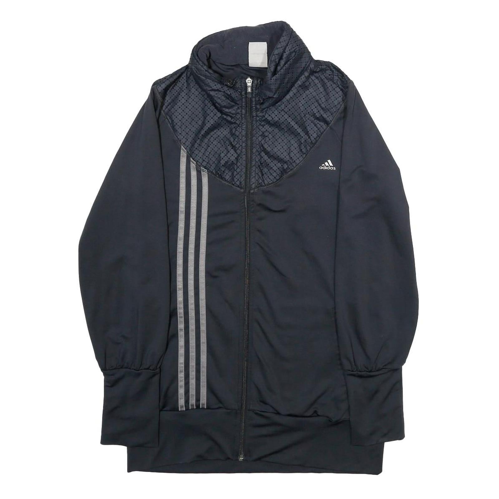 ADIDAS Womens Black Polyester Blend Zip Jacket UK 14 Sportswear Track