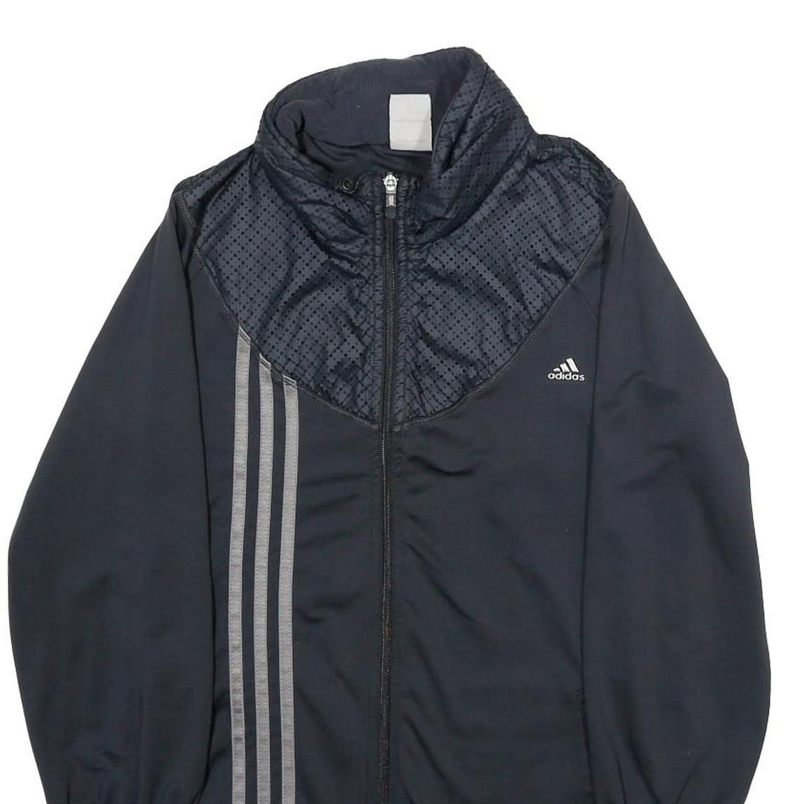 ADIDAS Womens Black Polyester Blend Zip Jacket UK 14 Sportswear Track