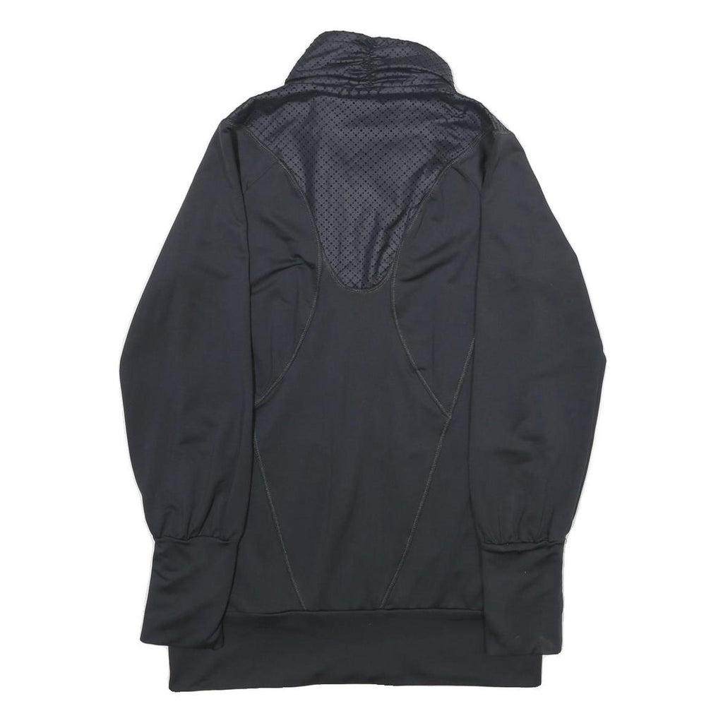 ADIDAS Womens Black Polyester Blend Zip Jacket UK 14 Sportswear Track