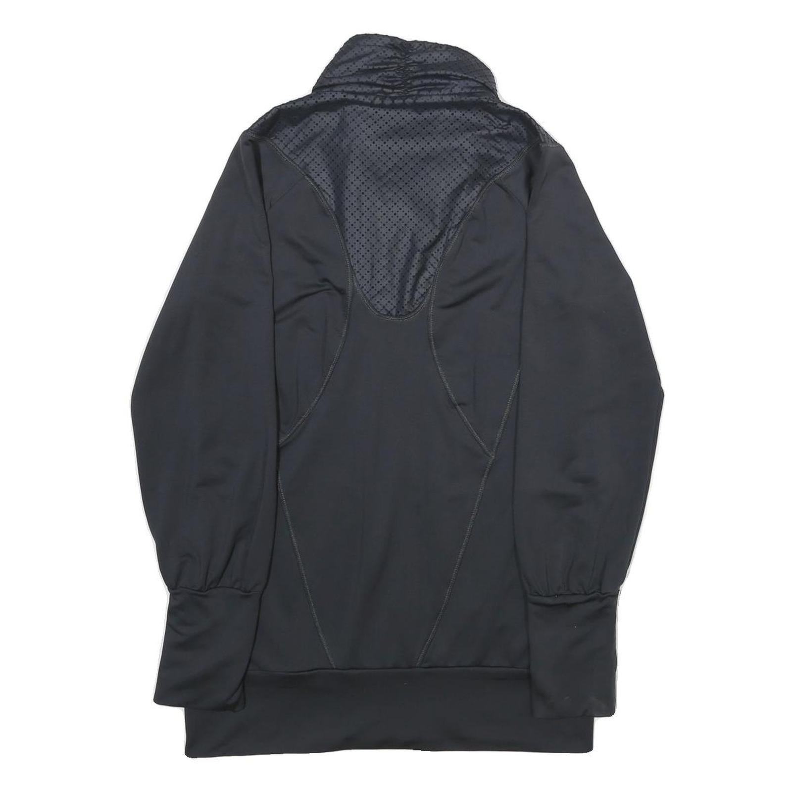 ADIDAS Womens Black Polyester Blend Zip Jacket UK 14 Sportswear Track