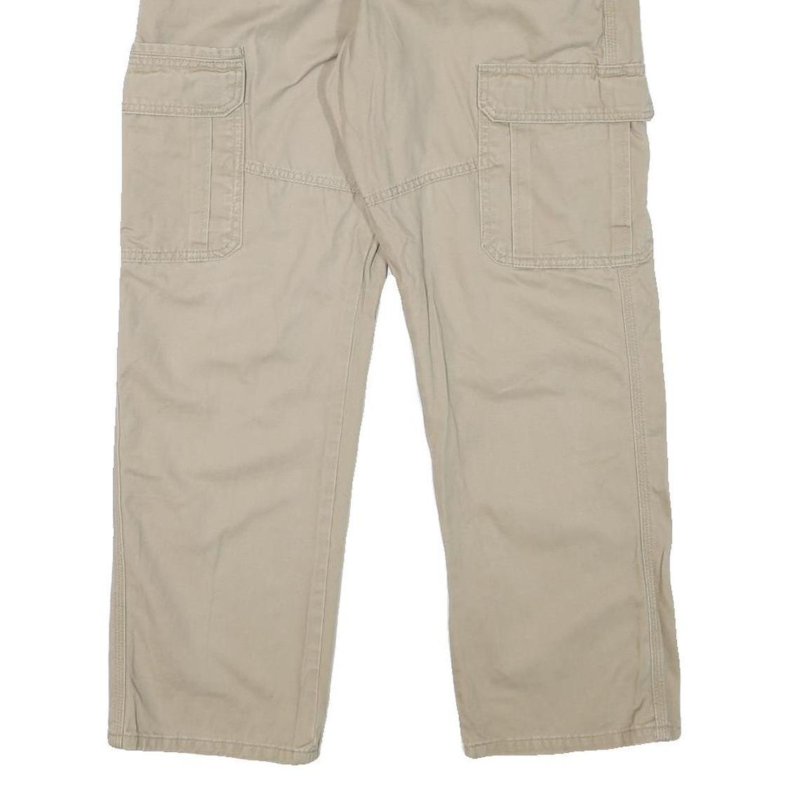 WRANGLER Mens Relaxed Beige Cargo Trousers W34 L29 Cotton Blend Zip Closure