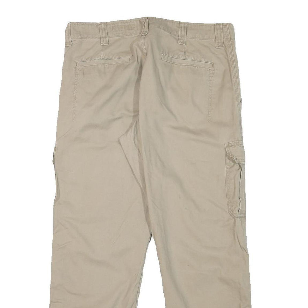 WRANGLER Mens Relaxed Beige Cargo Trousers W34 L29 Cotton Blend Zip Closure
