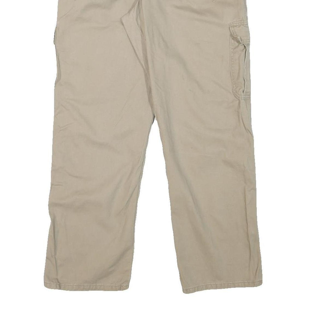 WRANGLER Mens Relaxed Beige Cargo Trousers W34 L29 Cotton Blend Zip Closure