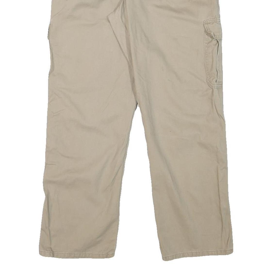 WRANGLER Mens Relaxed Beige Cargo Trousers W34 L29 Cotton Blend Zip Closure