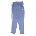ADIDAS Mens Joggers Blue & White S W26 L30 Slim Fit Tapered Leg Logo Sportswear