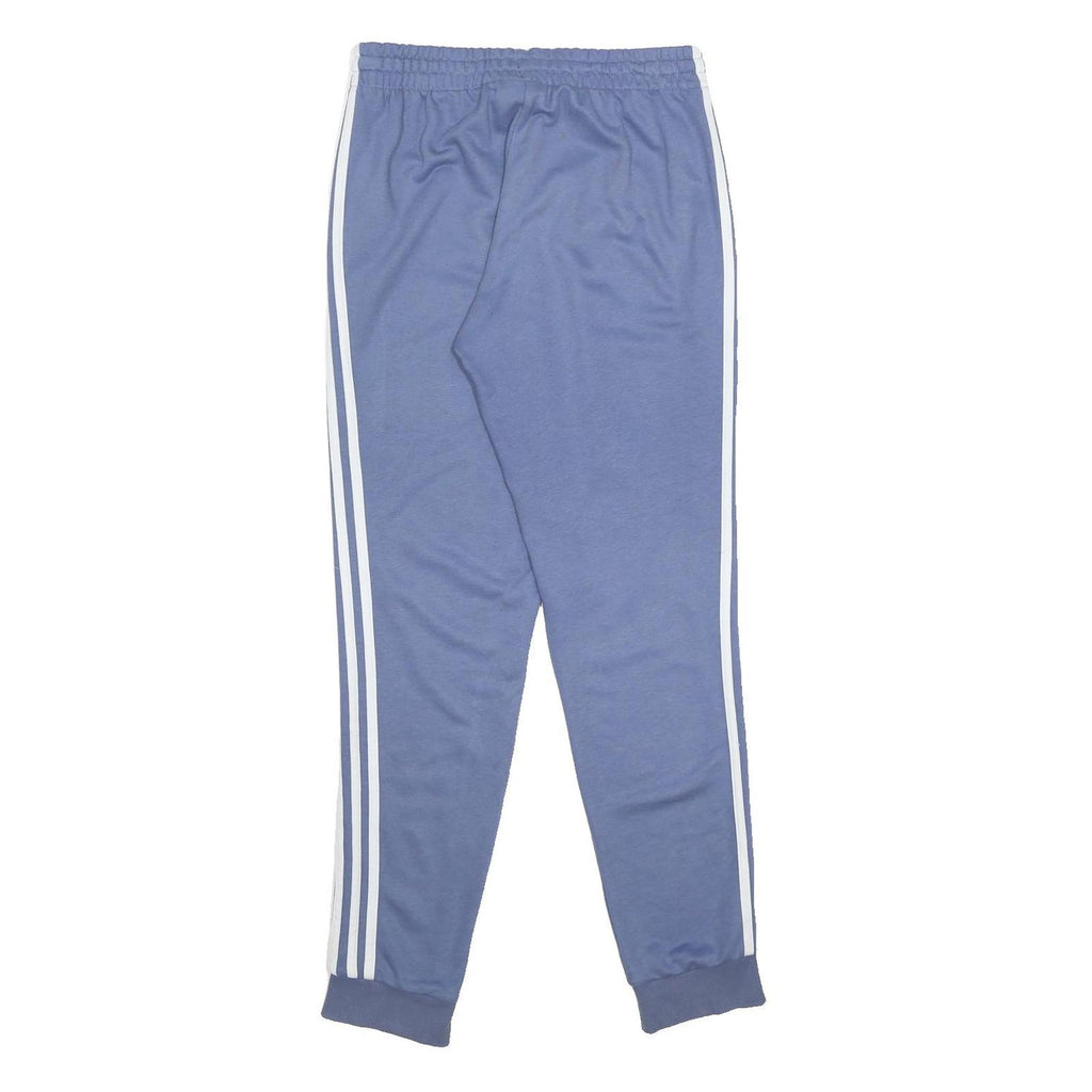 ADIDAS Mens Joggers Blue & White S W26 L30 Slim Fit Tapered Leg Logo Sportswear