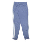 ADIDAS Mens Joggers Blue & White S W26 L30 Slim Fit Tapered Leg Logo Sportswear
