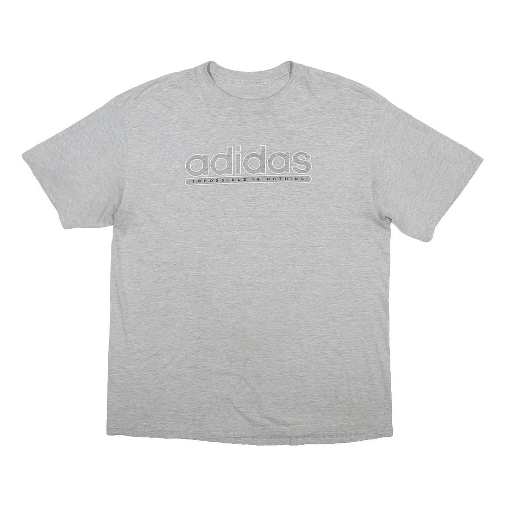 ADIDAS Mens Grey Cotton Blend T-Shirt L Short Sleeve Crew Neck Logo Print