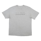 ADIDAS Mens Grey Cotton Blend T-Shirt L Short Sleeve Crew Neck Logo Print