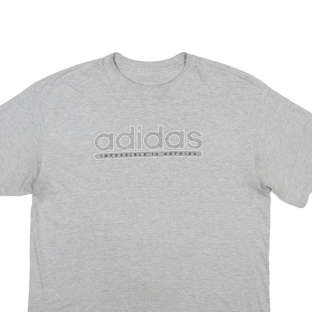 ADIDAS Mens Grey Cotton Blend T-Shirt L Short Sleeve Crew Neck Logo Print