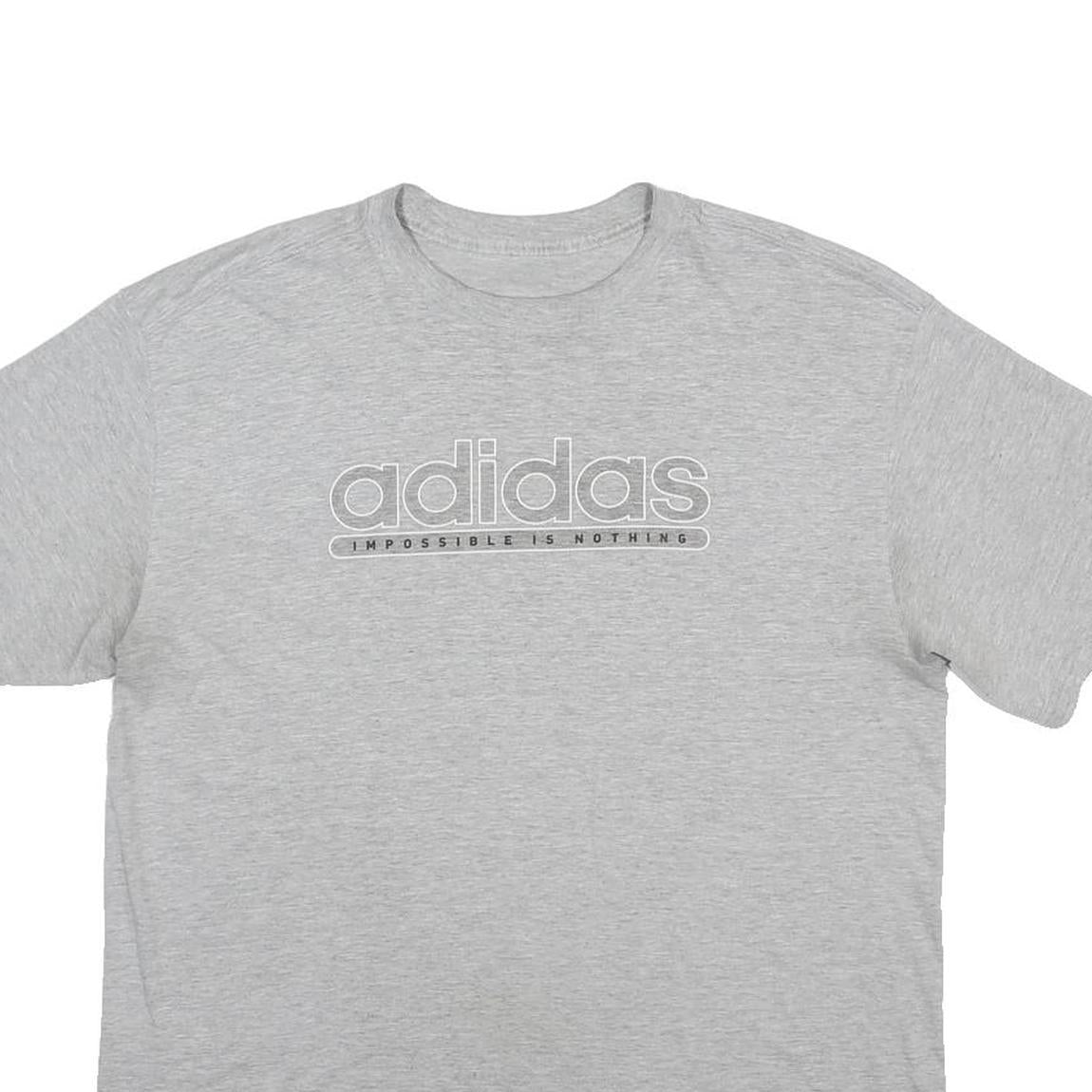 ADIDAS Mens Grey Cotton Blend T-Shirt L Short Sleeve Crew Neck Logo Print