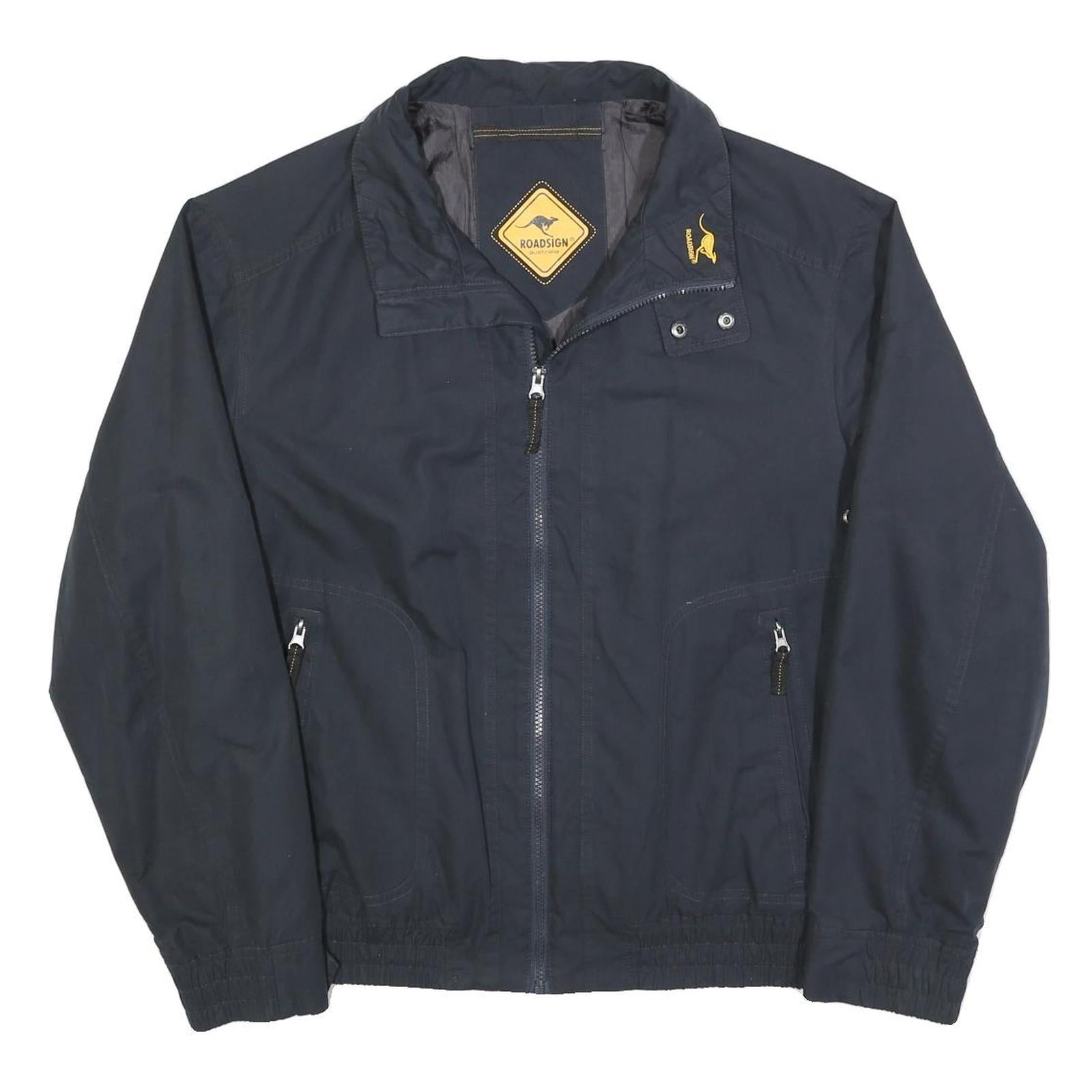 ROADSIGN Mens Black Jacket L Polyester Blend Zip Plain Casual Lightweight