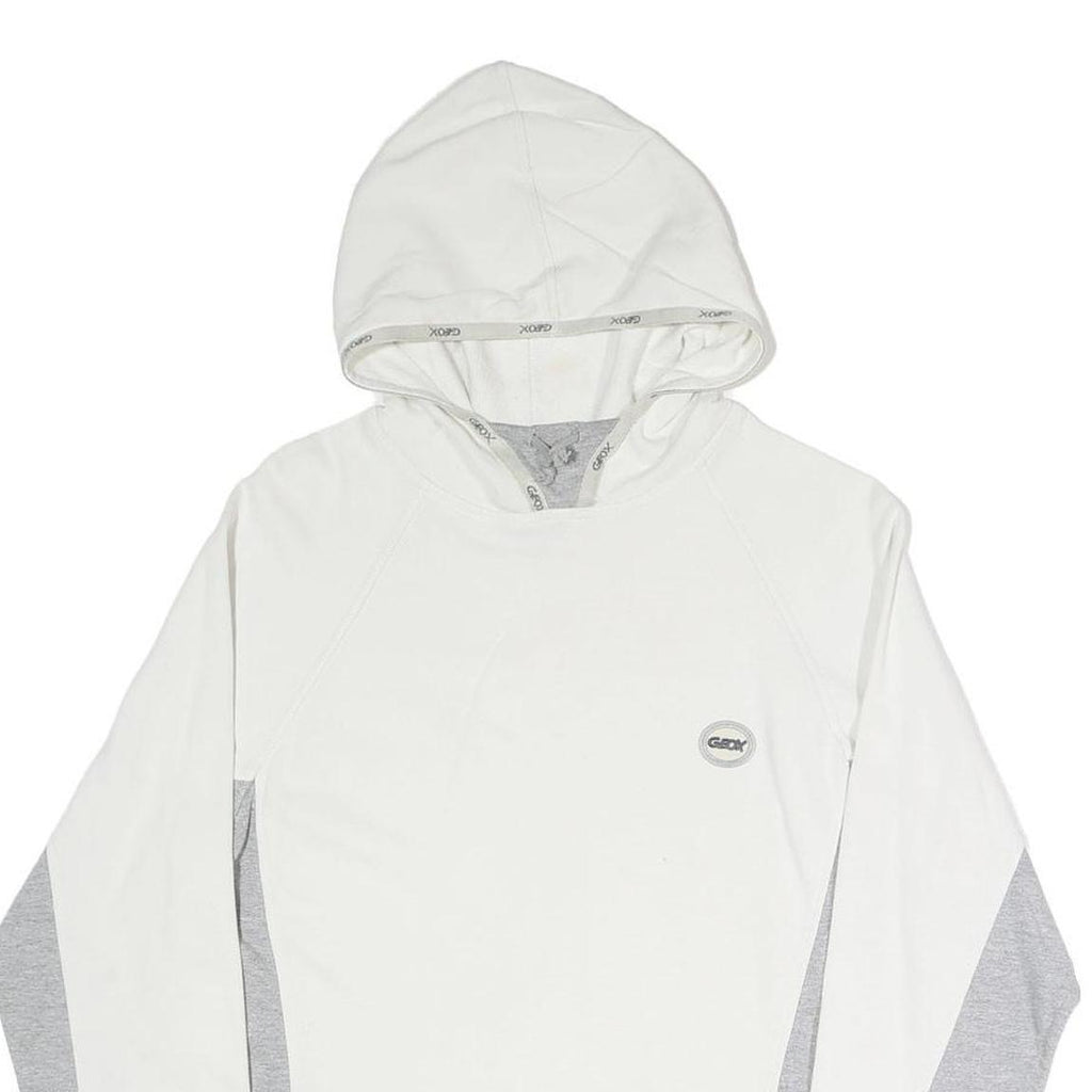 GEOX Womens White & Grey Hoodie L Cotton Blend Lightweight Casual Wear