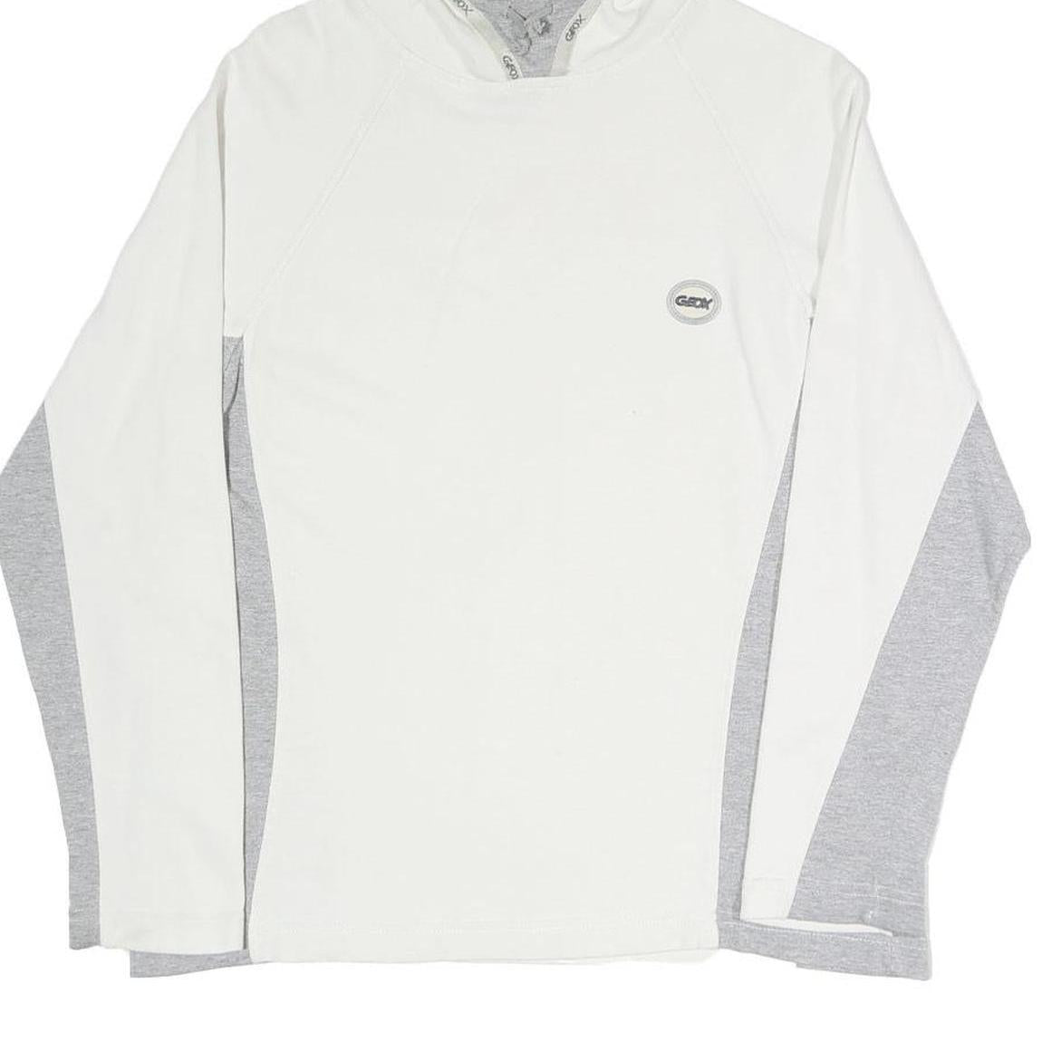 GEOX Womens White & Grey Hoodie L Cotton Blend Lightweight Casual Wear