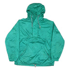 EDDIE BAUER Mens Green Nylon Windbreaker L Jacket Plain Zip Hooded Casual