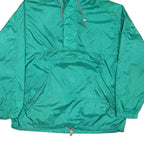 EDDIE BAUER Mens Green Nylon Windbreaker L Jacket Plain Zip Hooded Casual
