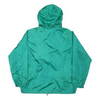 EDDIE BAUER Mens Green Nylon Windbreaker L Jacket Plain Zip Hooded Casual