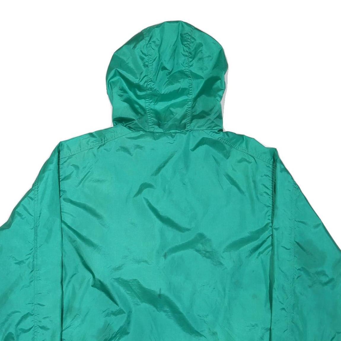 EDDIE BAUER Mens Green Nylon Windbreaker L Jacket Plain Zip Hooded Casual