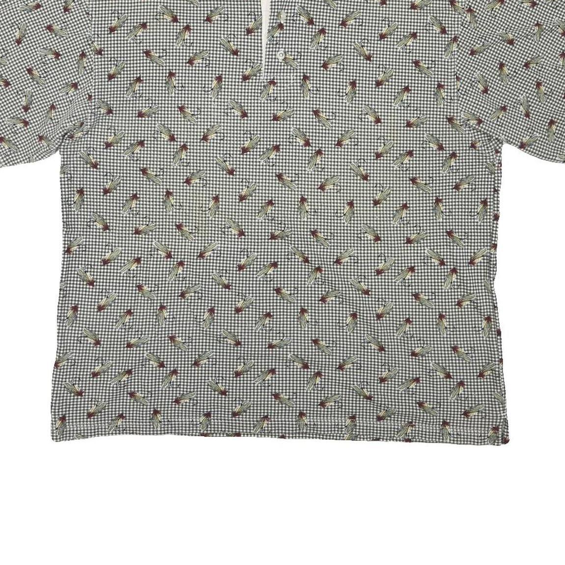 COLUMBIA Mens Green & White Patterned Short Sleeve Polo XL Cotton Blend Casual