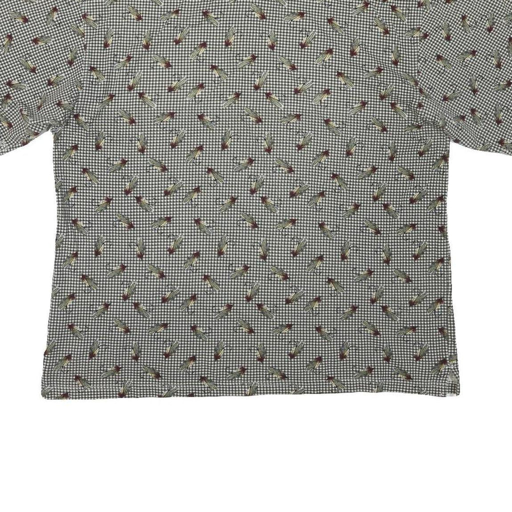 COLUMBIA Mens Green & White Patterned Short Sleeve Polo XL Cotton Blend Casual