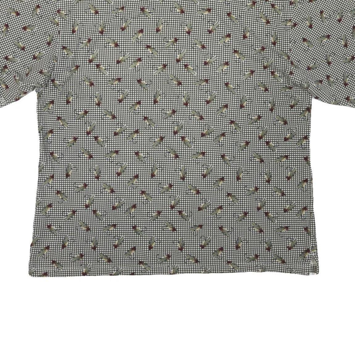 COLUMBIA Mens Green & White Patterned Short Sleeve Polo XL Cotton Blend Casual