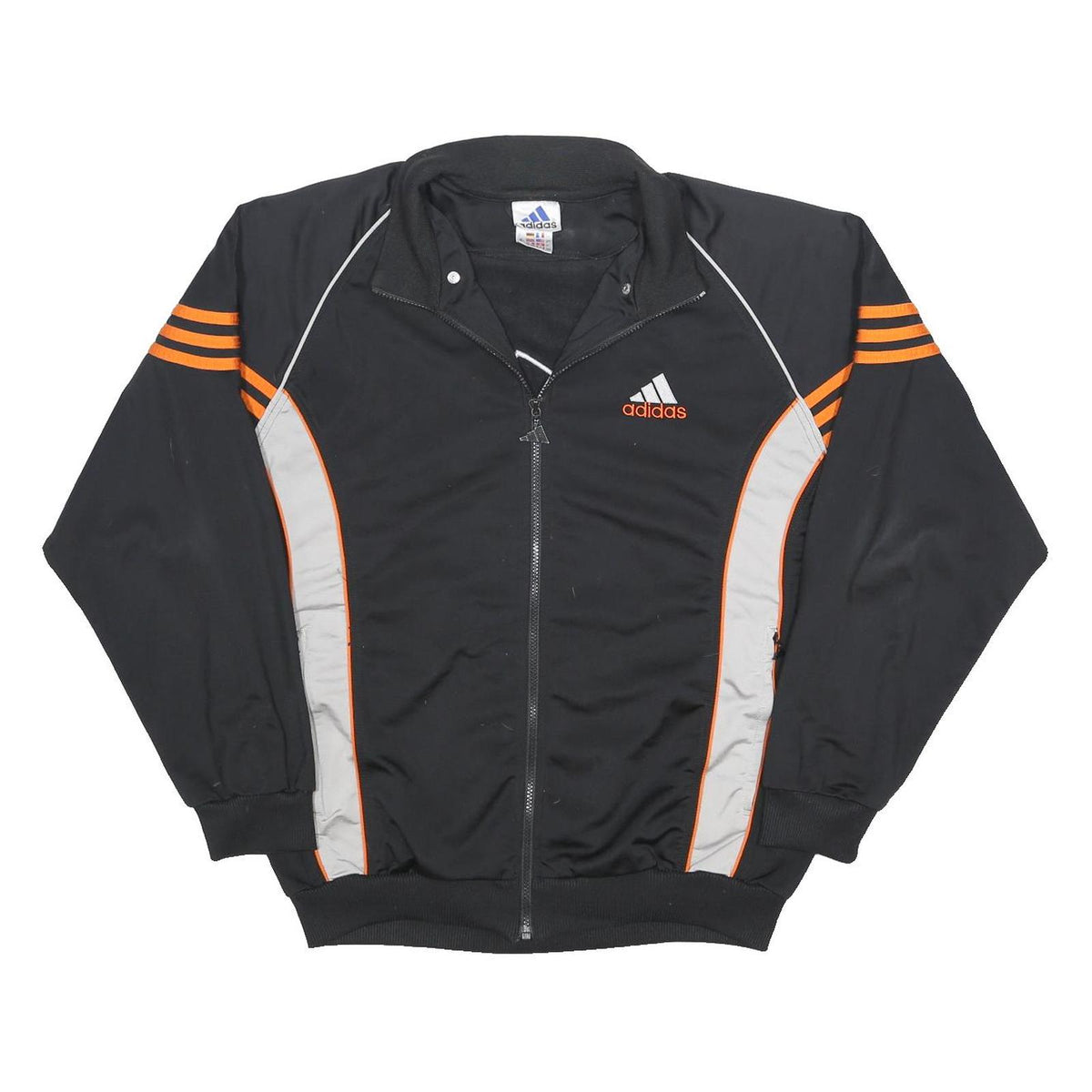 ADIDAS Mens Black & Orange Track Jacket M Polyester Woven Colourblock Sportswear