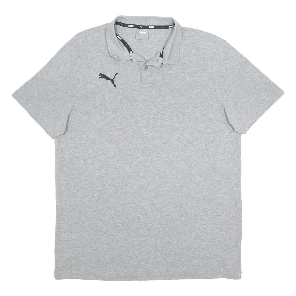 PUMA Mens Grey Polo Shirt L Cotton Blend Short Sleeve Plain Basic Casual