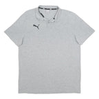 PUMA Mens Grey Polo Shirt L Cotton Blend Short Sleeve Plain Basic Casual