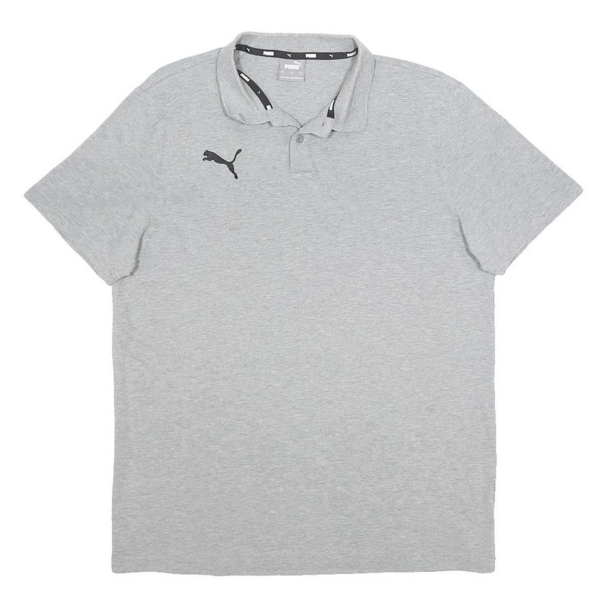 PUMA Mens Grey Polo Shirt L Cotton Blend Short Sleeve Plain Basic Casual