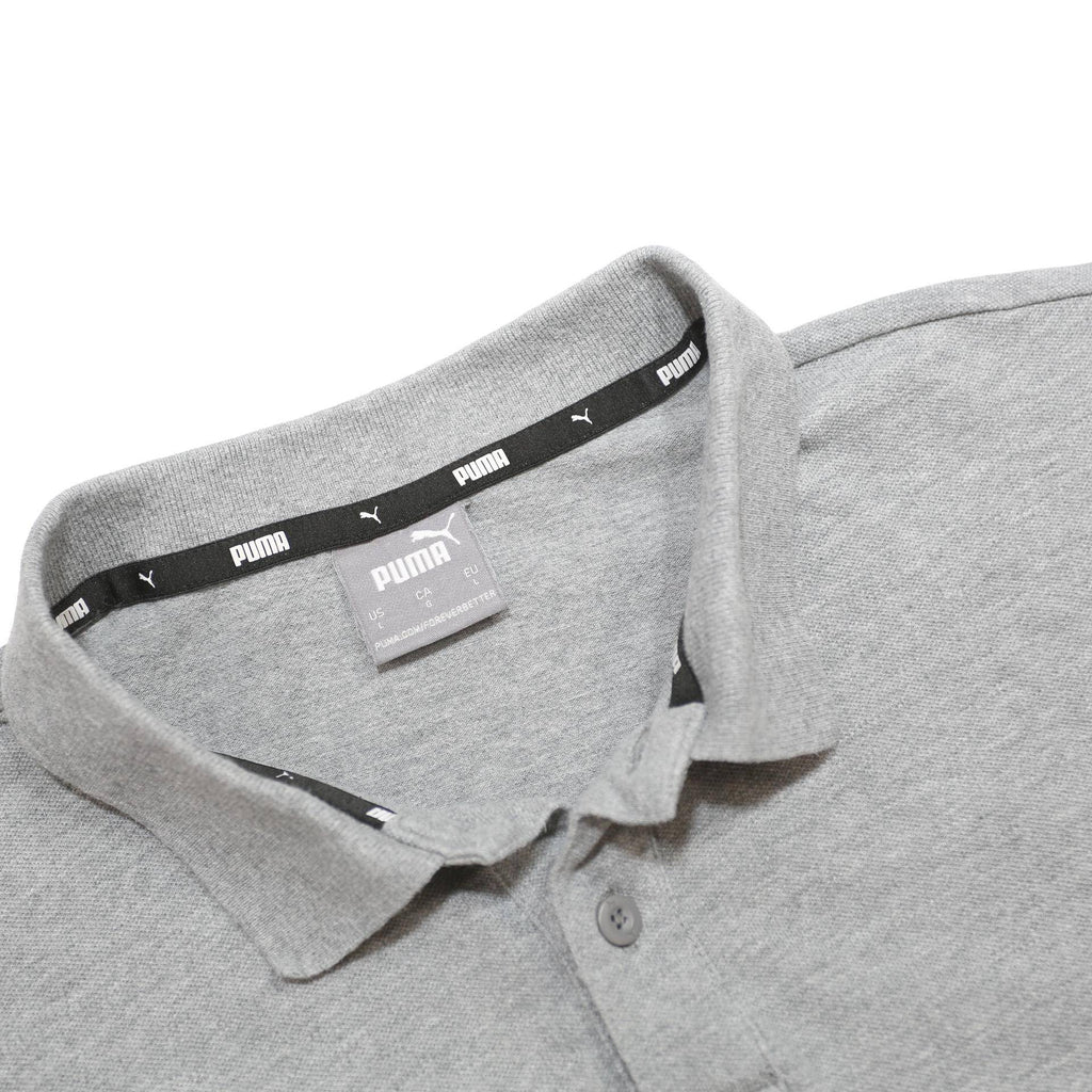 PUMA Mens Grey Polo Shirt L Cotton Blend Short Sleeve Plain Basic Casual