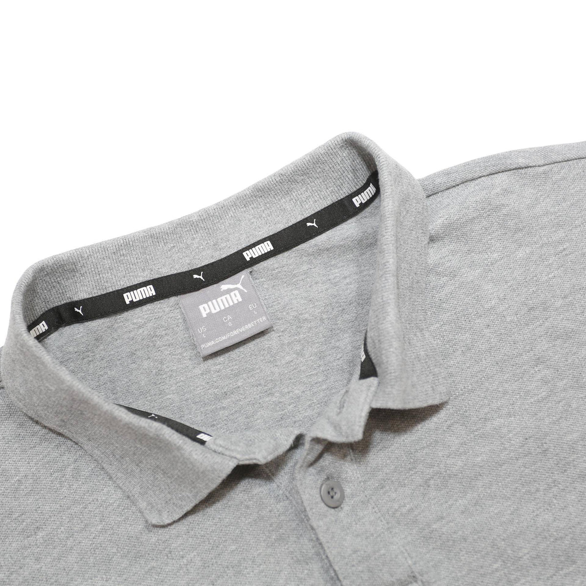 PUMA Mens Grey Polo Shirt L Cotton Blend Short Sleeve Plain Basic Casual