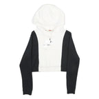 NIKE Womens Black & White Cropped Hoodie M Cotton Blend Casual Activewear