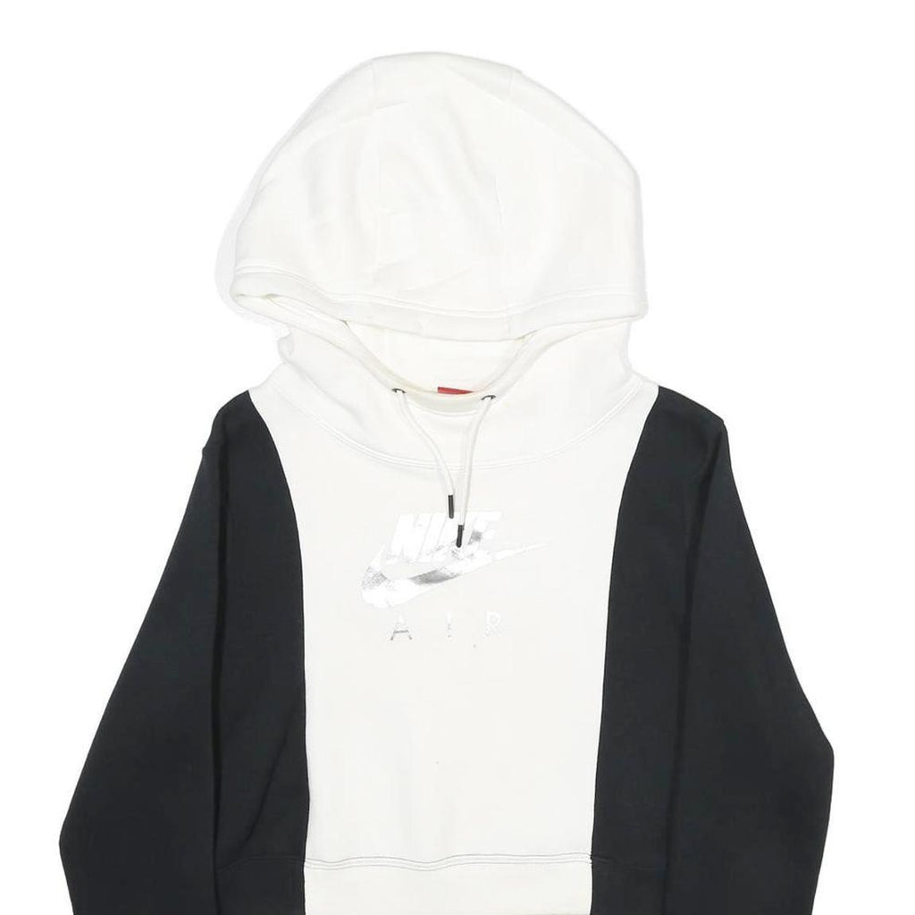 NIKE Womens Black & White Cropped Hoodie M Cotton Blend Casual Activewear