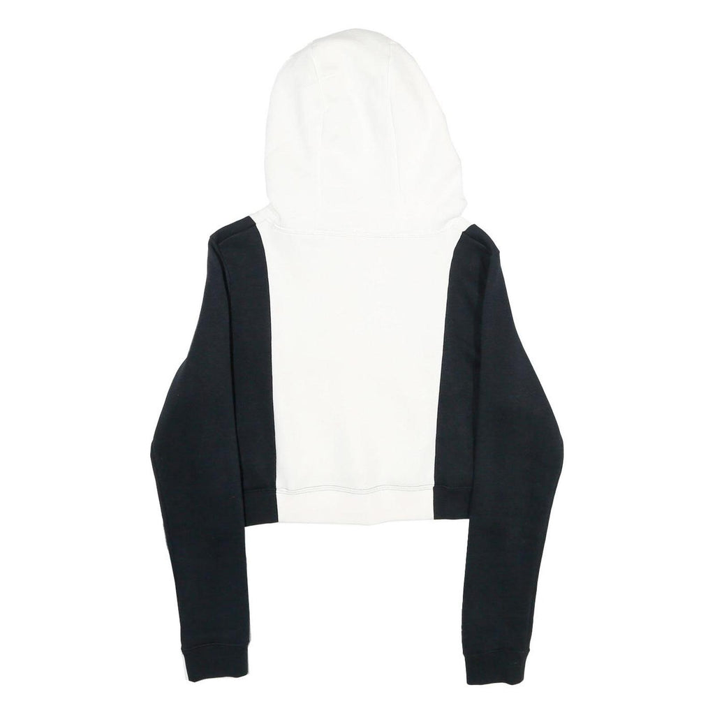 NIKE Womens Black & White Cropped Hoodie M Cotton Blend Casual Activewear