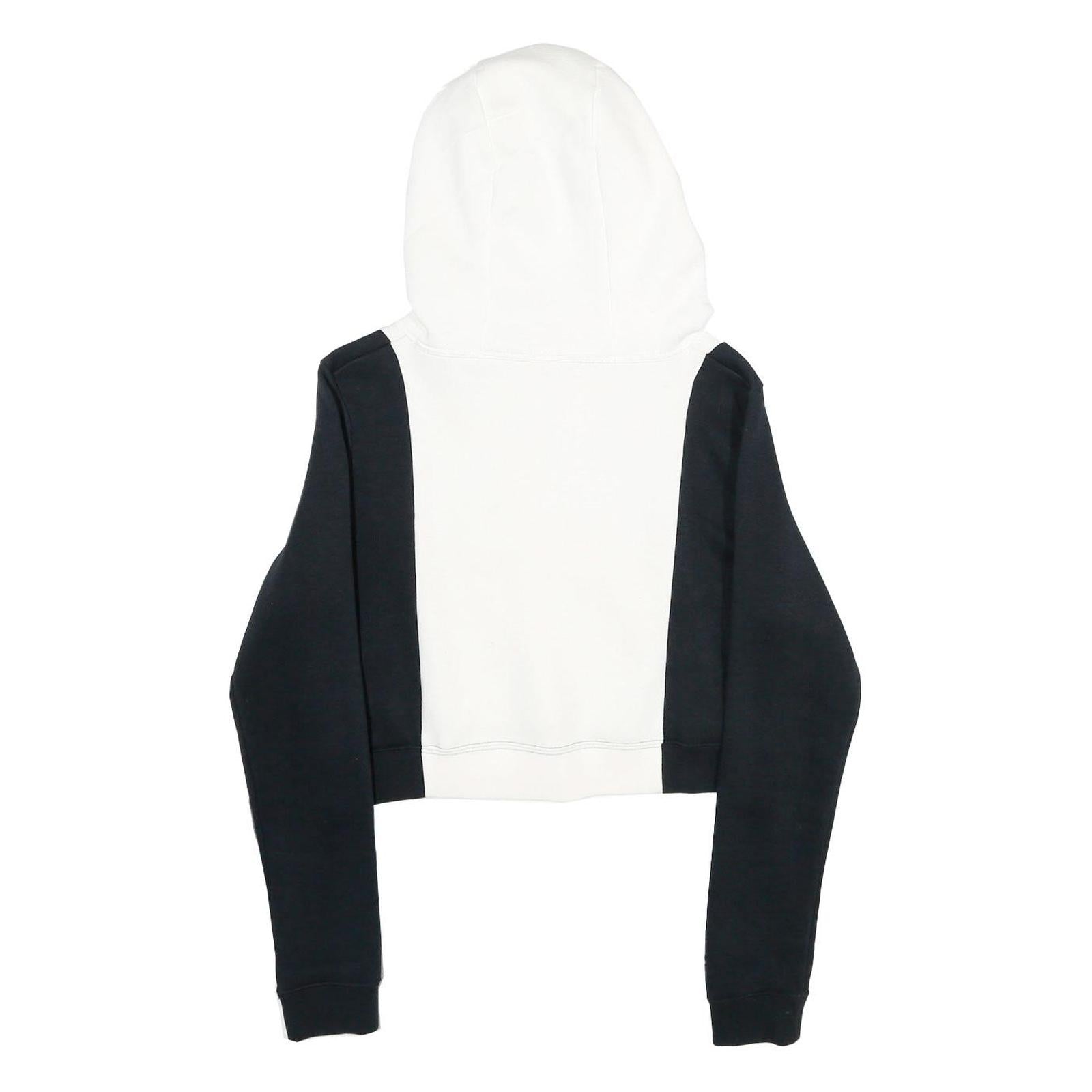 NIKE Womens Black & White Cropped Hoodie M Cotton Blend Casual Activewear