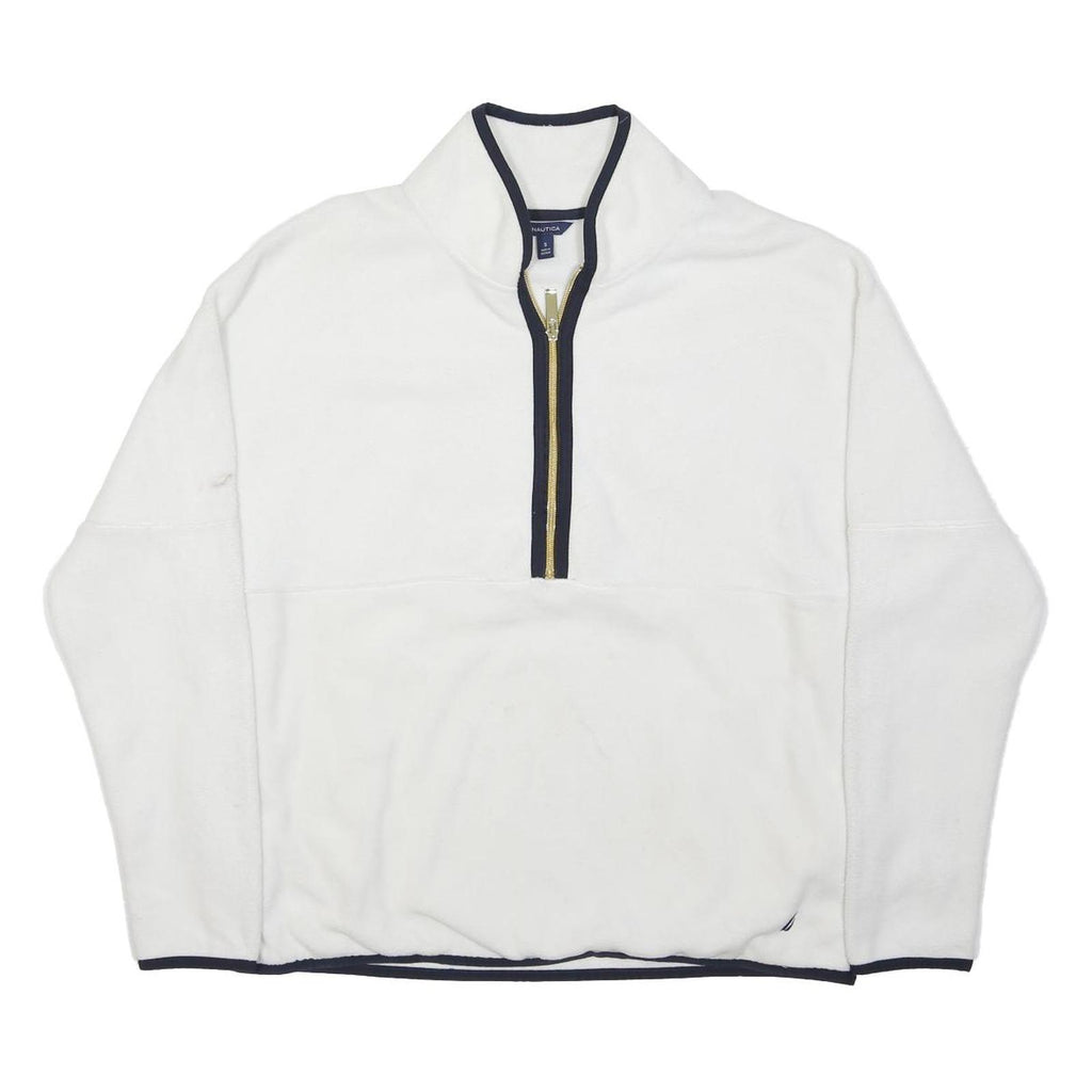 NAUTICA Womens White Polyester Zip Up Jacket S Fleece Casual Lightweight