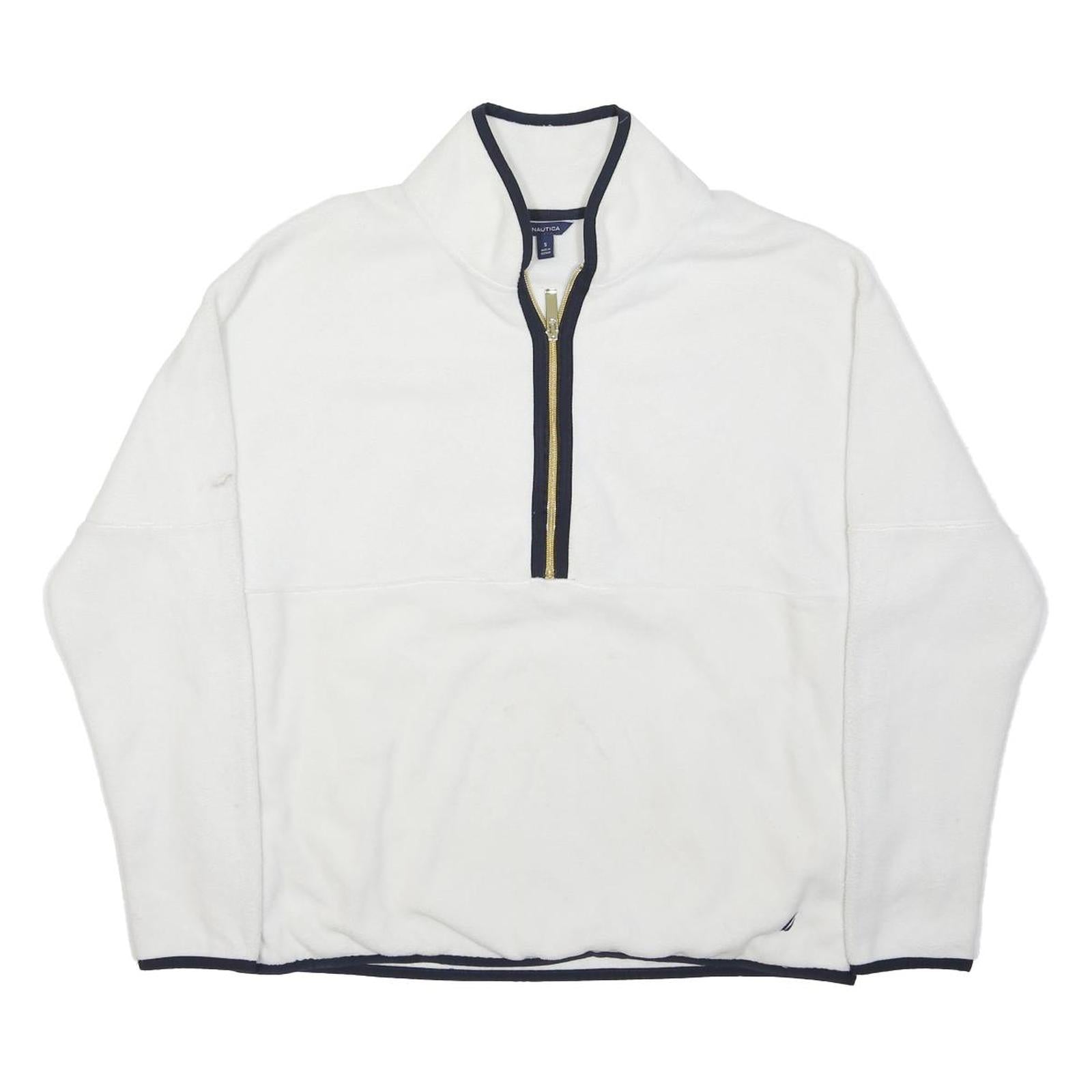 NAUTICA Womens White Polyester Zip Up Jacket S Fleece Casual Lightweight
