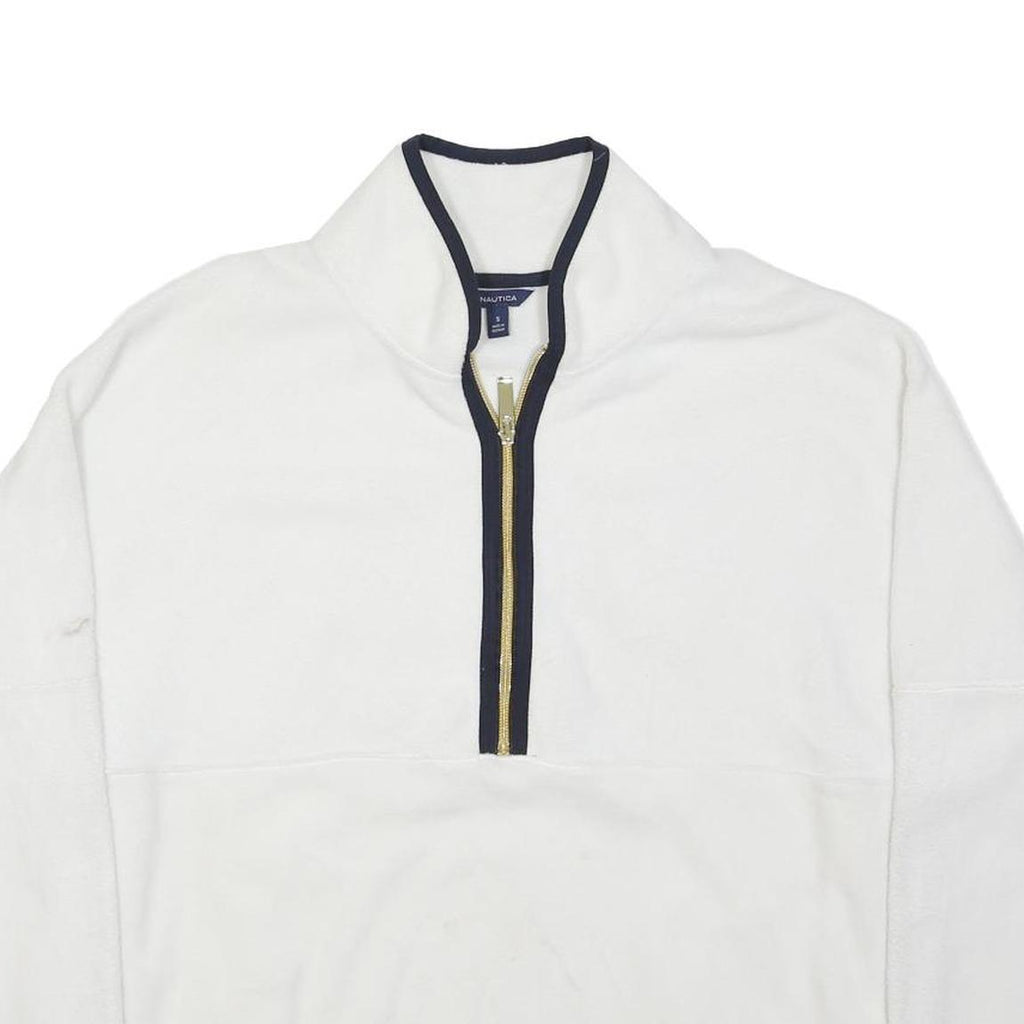 NAUTICA Womens White Polyester Zip Up Jacket S Fleece Casual Lightweight