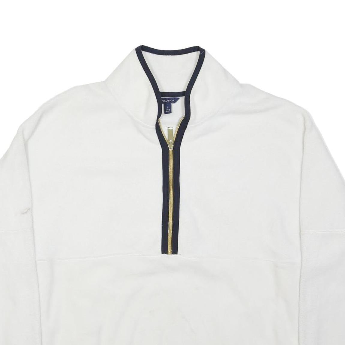 NAUTICA Womens White Polyester Zip Up Jacket S Fleece Casual Lightweight