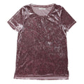 OASIS Womens Purple Velvet Basic Top Short Sleeve Round Neck XS Soft Comfortable