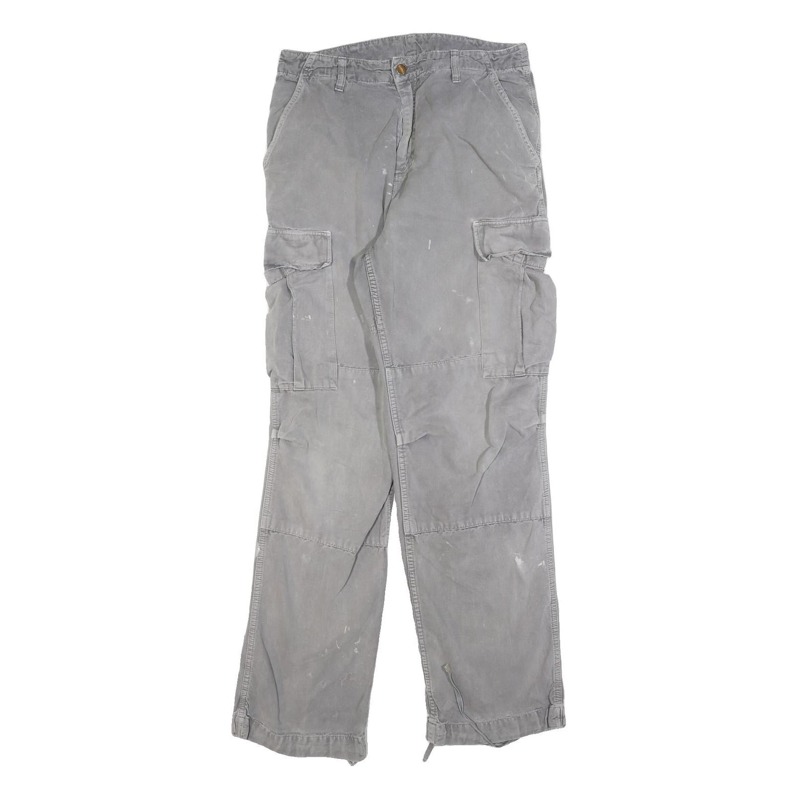 CARHARTT Mens Cotton Blend Relaxed Cargo Trousers Grey W30 L34 Workwear Casual