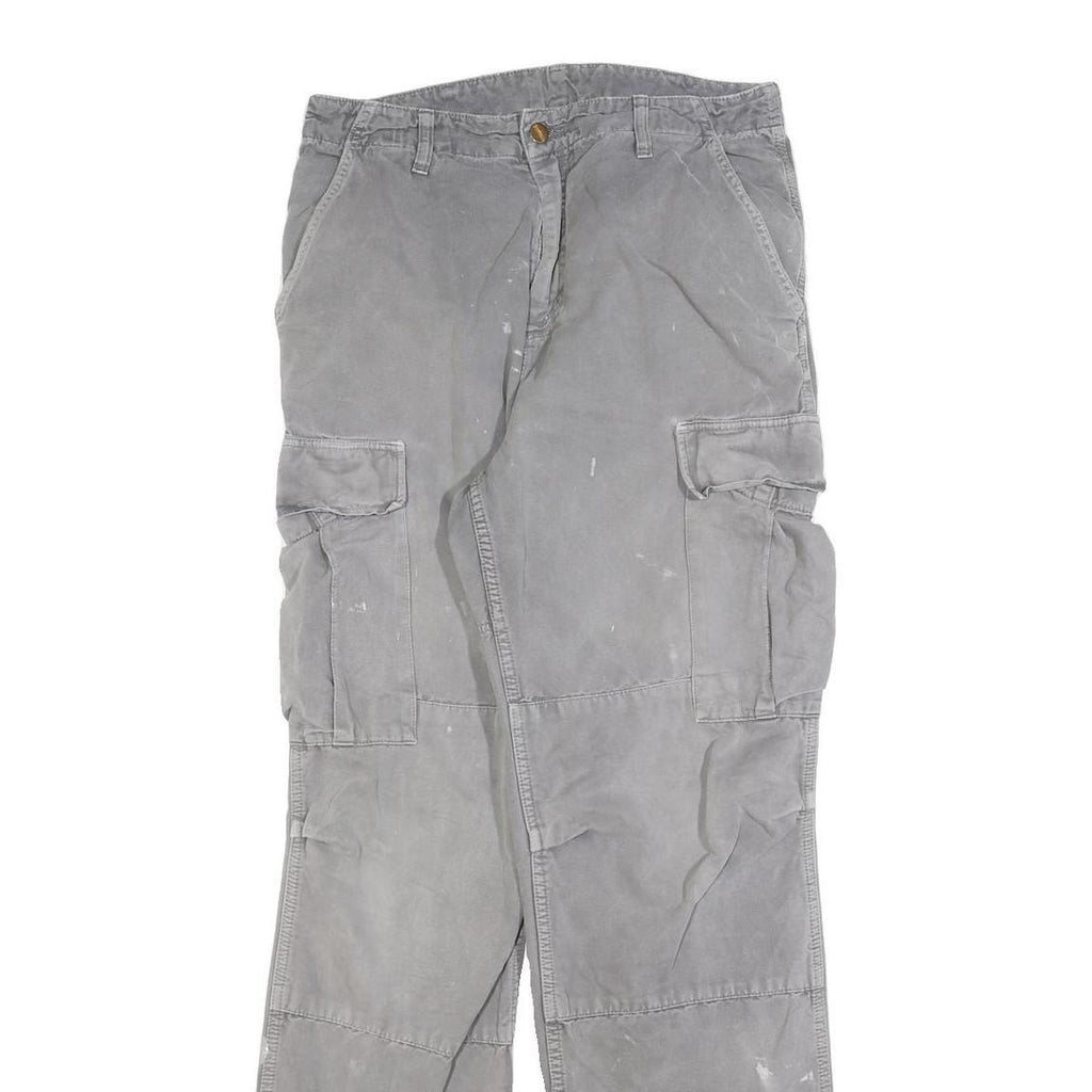 CARHARTT Mens Cotton Blend Relaxed Cargo Trousers Grey W30 L34 Workwear Casual