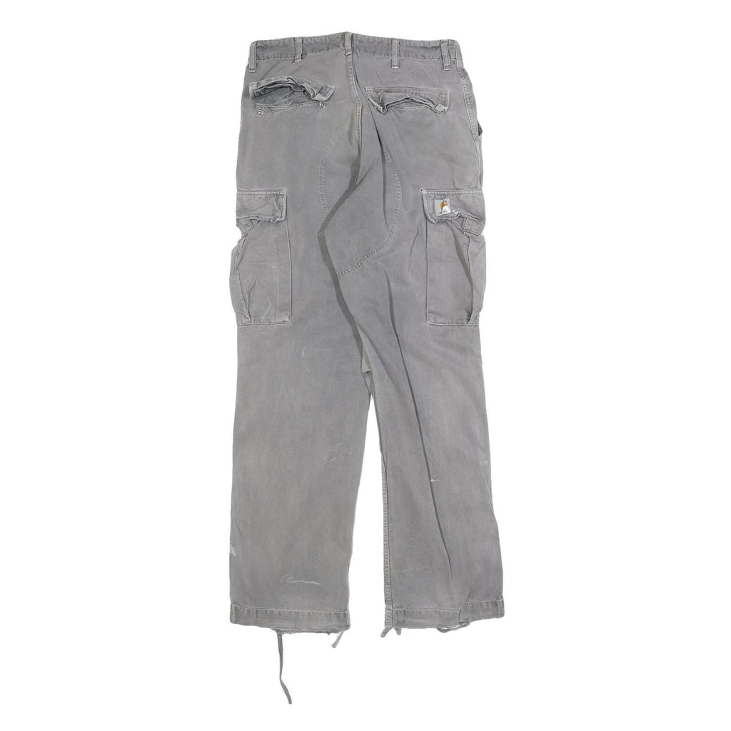 CARHARTT Mens Cotton Blend Relaxed Cargo Trousers Grey W30 L34 Workwear Casual
