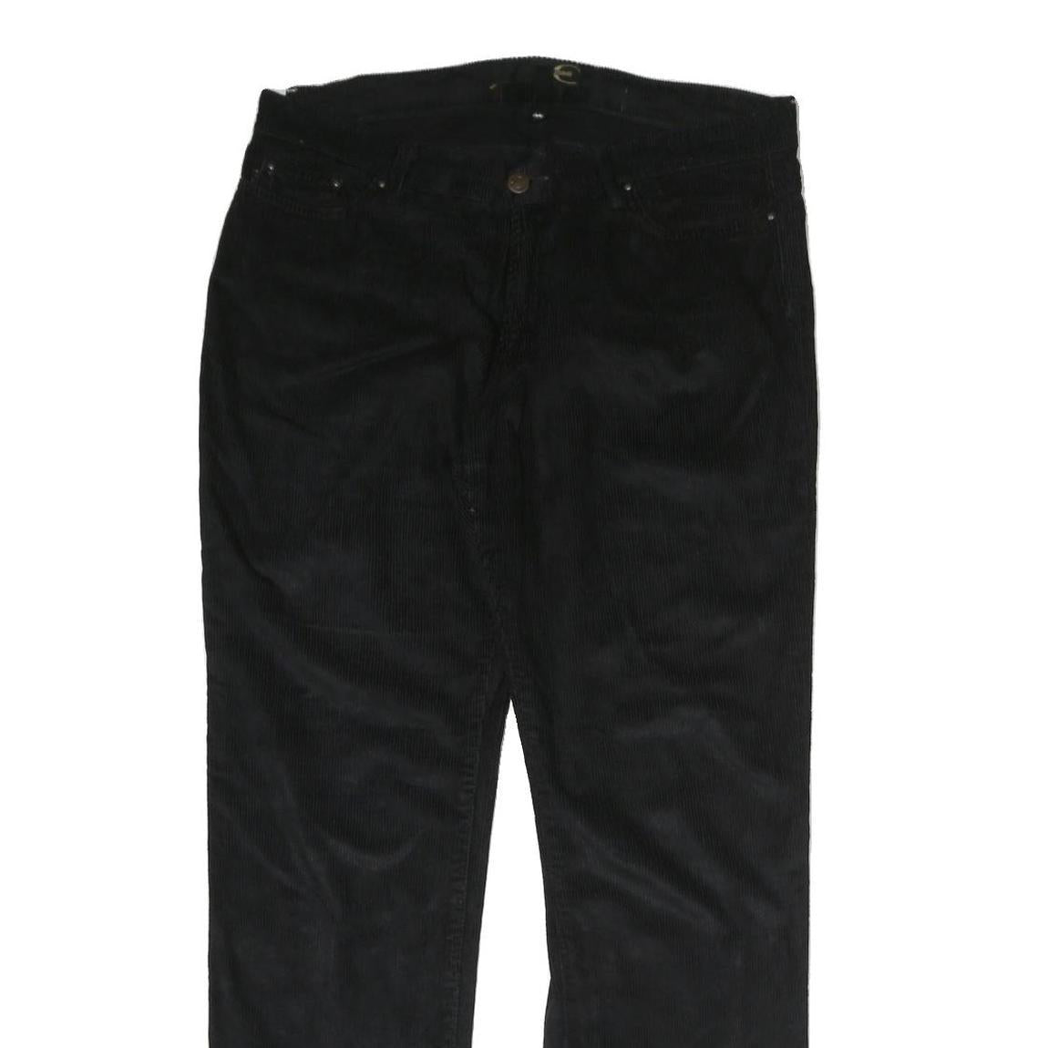 JUST CAVALLI Mens Black Cotton Regular Fit Straight Leg Trousers W34 L28 Stylish