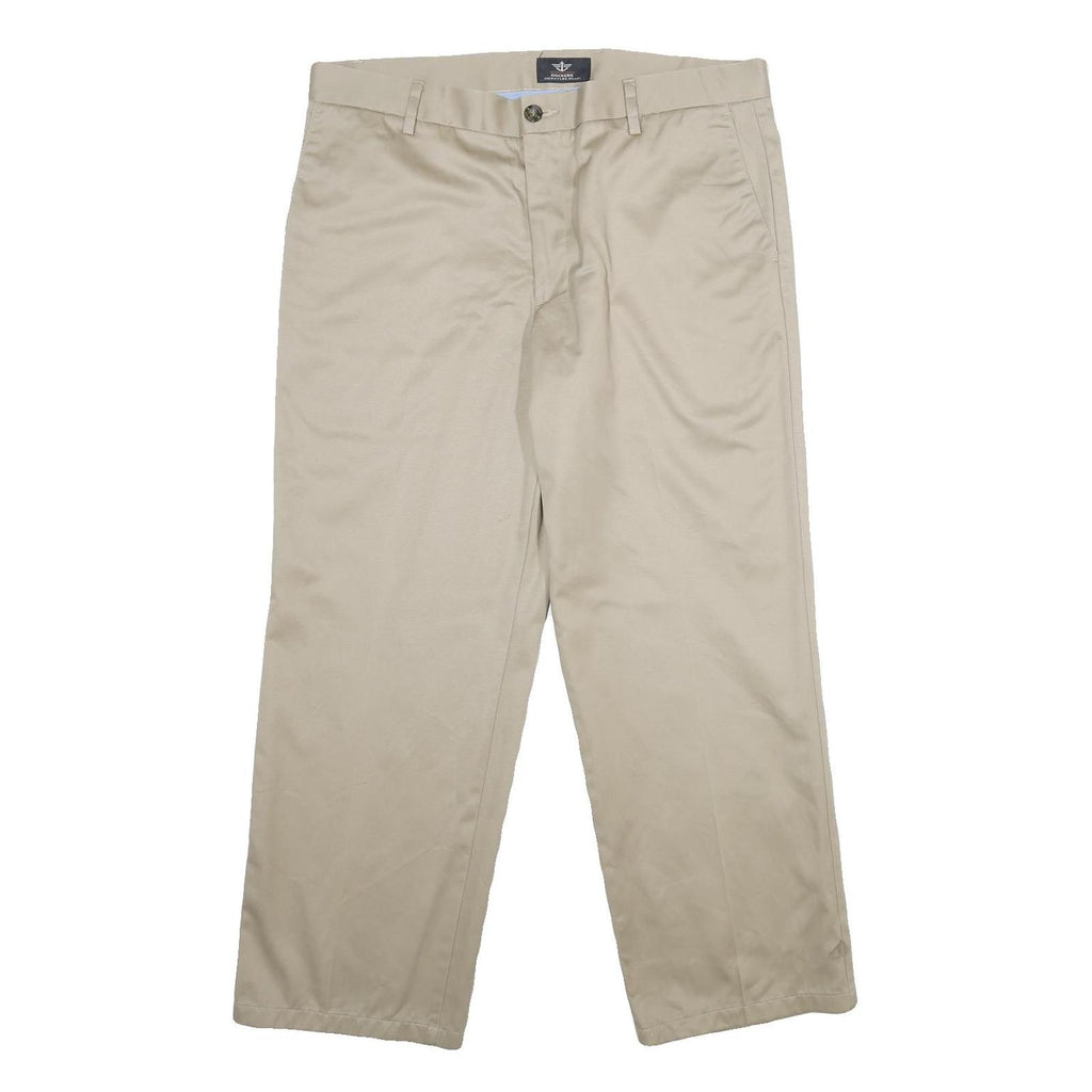 DOCKERS Mens Cotton Beige Regular Straight Trousers W36 L29 Classic Comfortable